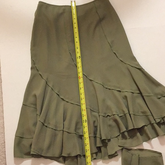 JUDITH HART Fit & Flare midi Skirt & Top Sequins Olive Coral Layered Bohemian - Picture 9 of 13